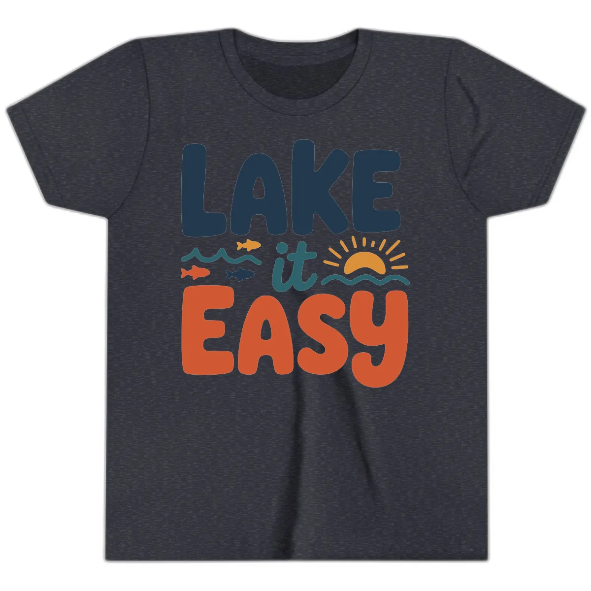 Lake It Easy Lifestyle Graphic Youth T-Shirt in Heather Navy