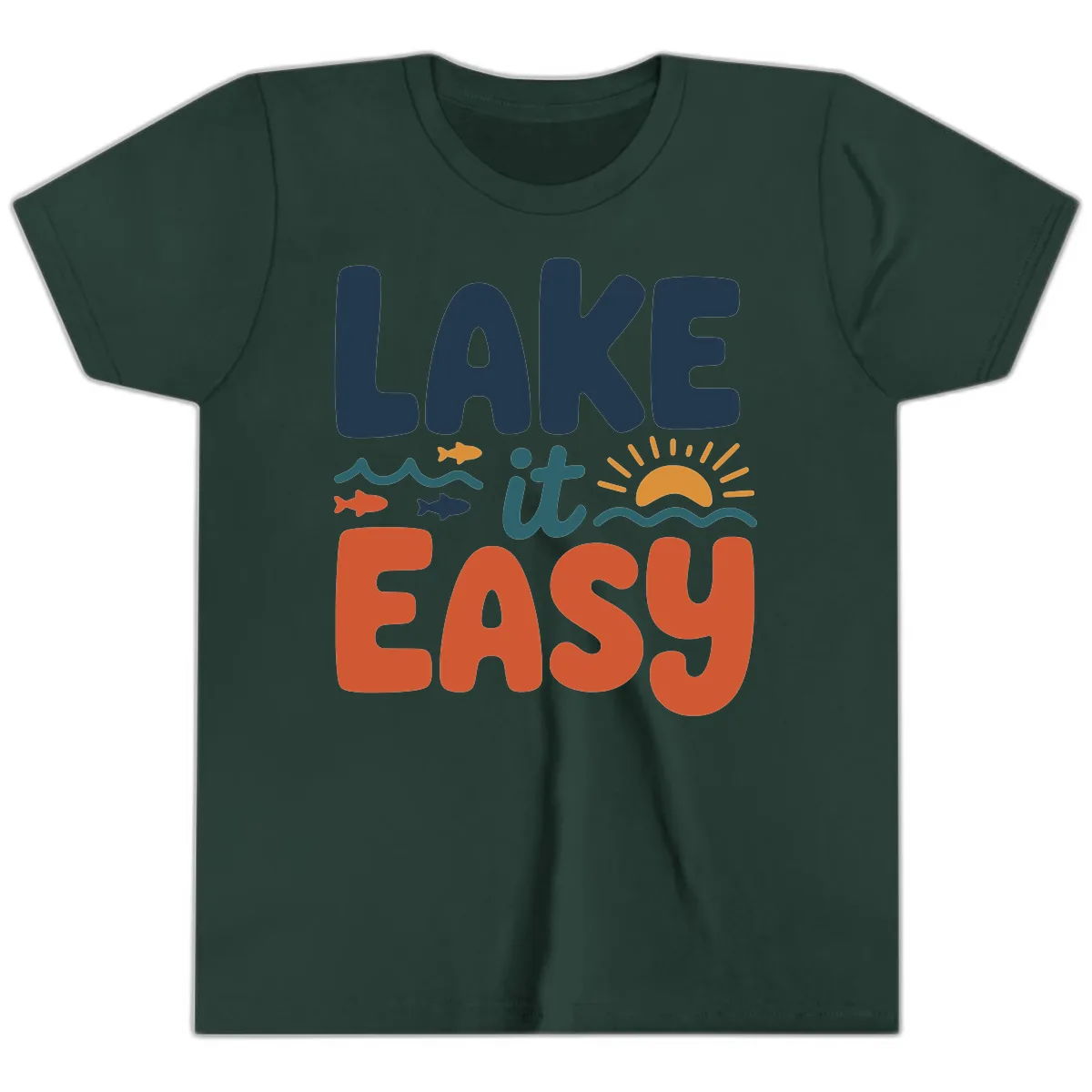 Lake It Easy Lifestyle Graphic Youth T-Shirt in Forest
