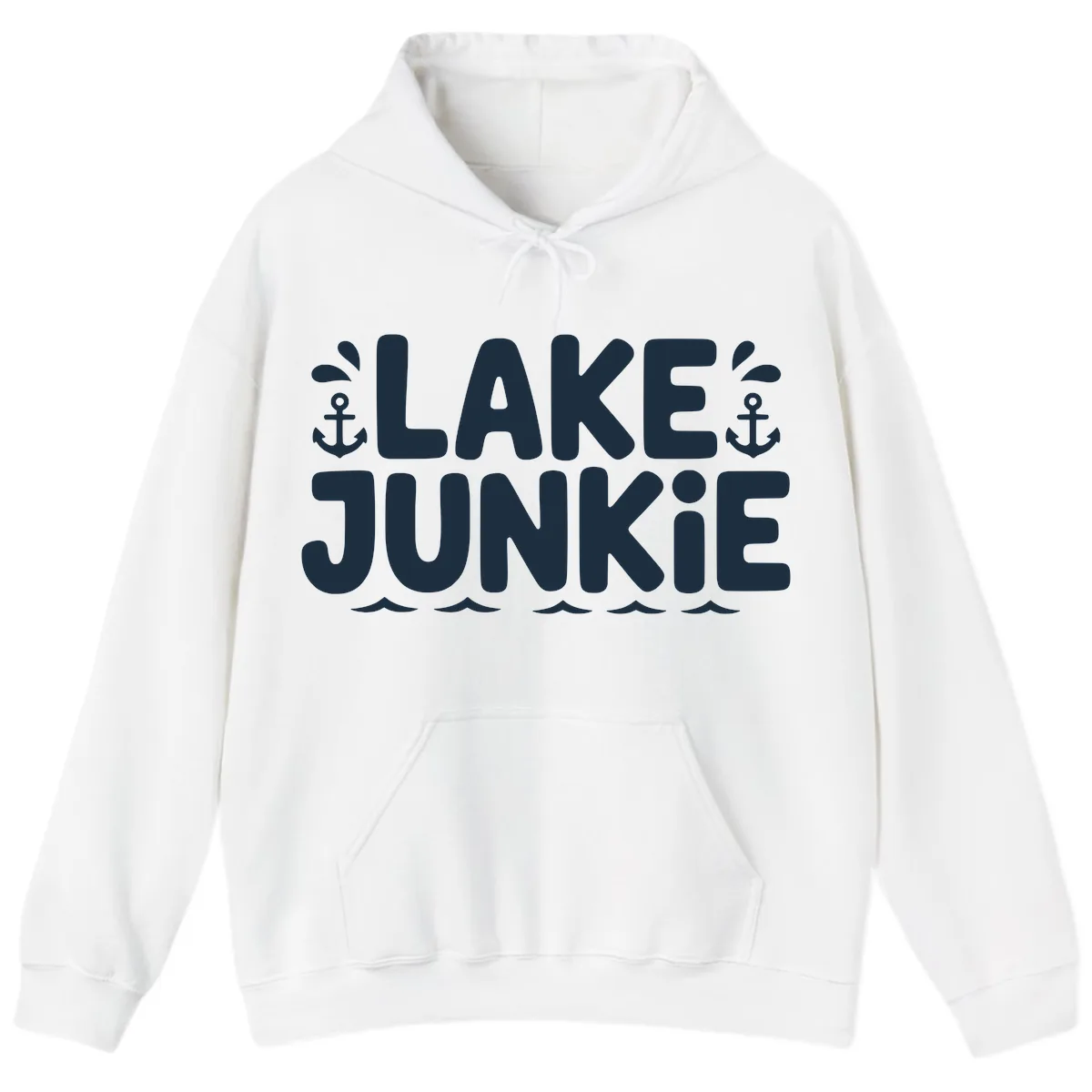 Lake Junkie Typography Design Hoodie in White