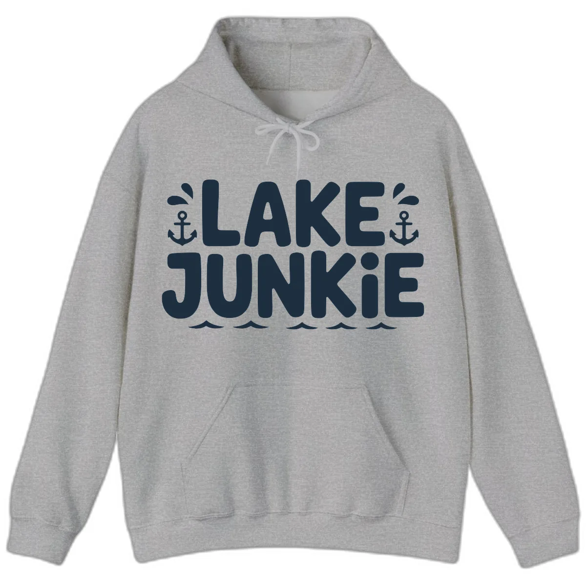 Lake Junkie Typography Design Hoodie in Sport Grey