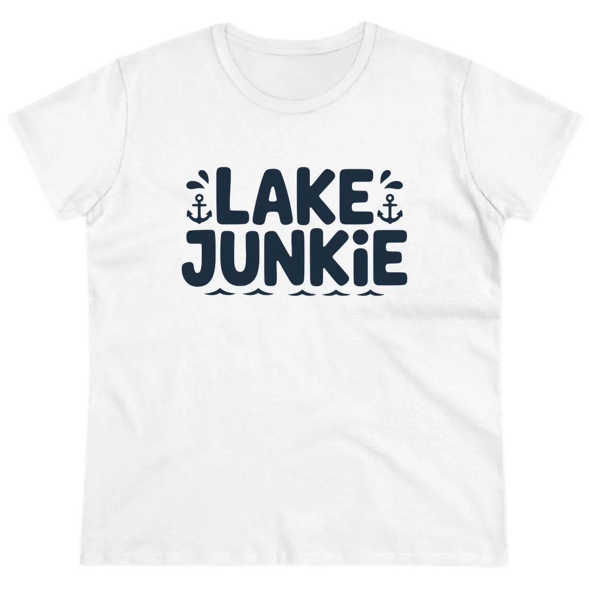Lake Junkie Typography Design Ladies Tee in White