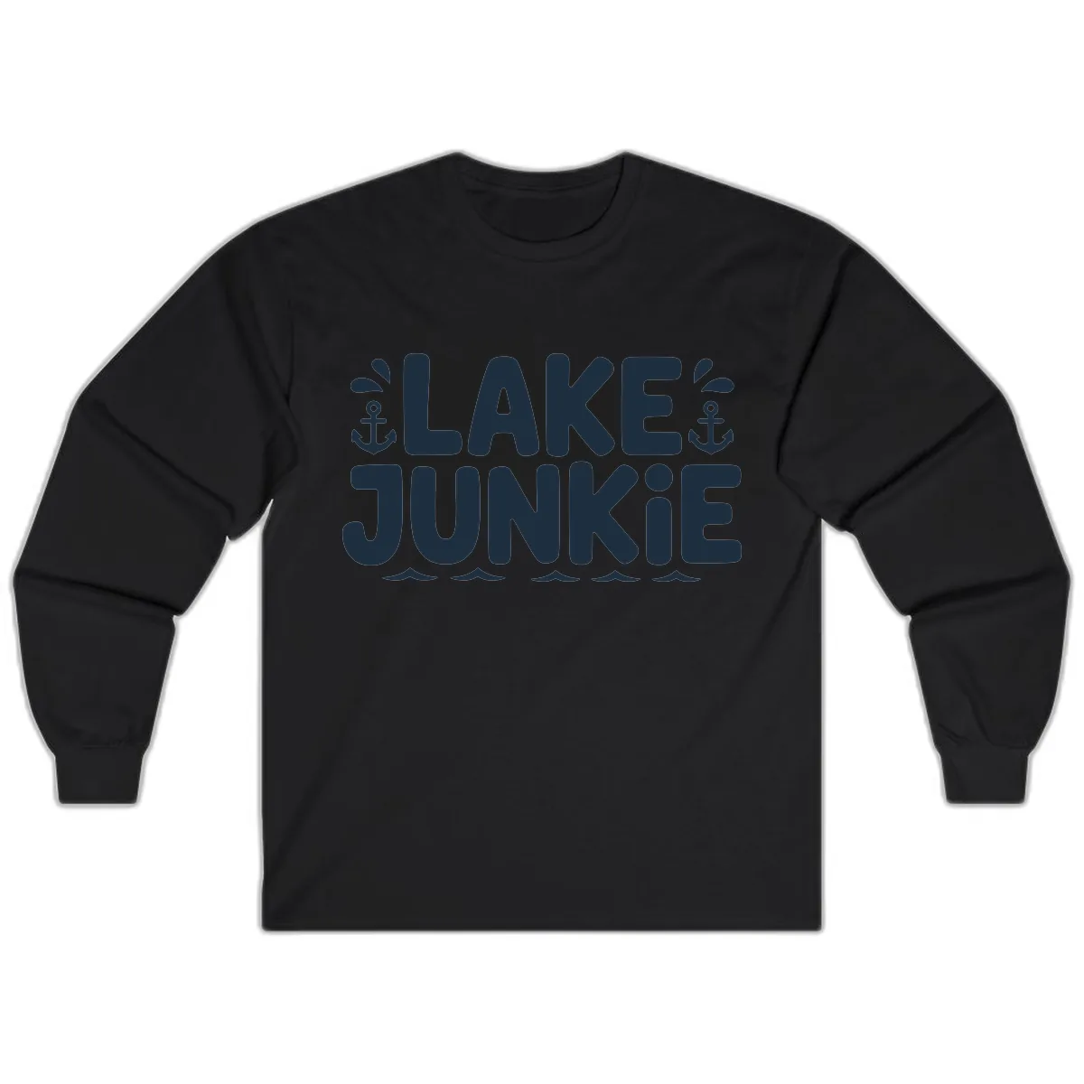 Lake Junkie Typography Design Long Sleeve in Black