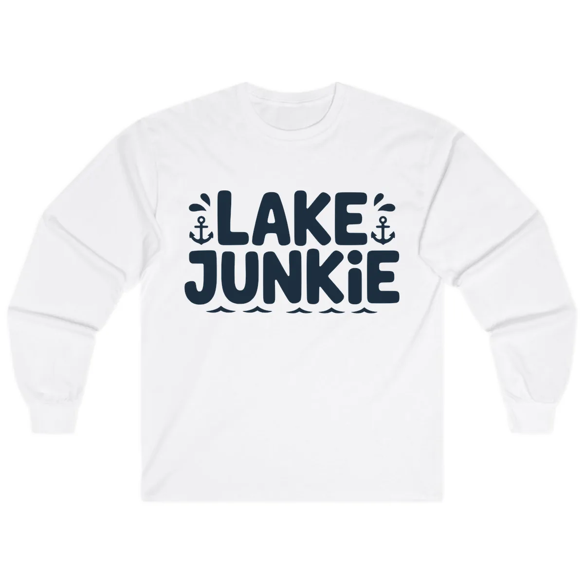 Lake Junkie Typography Design Long Sleeve in White