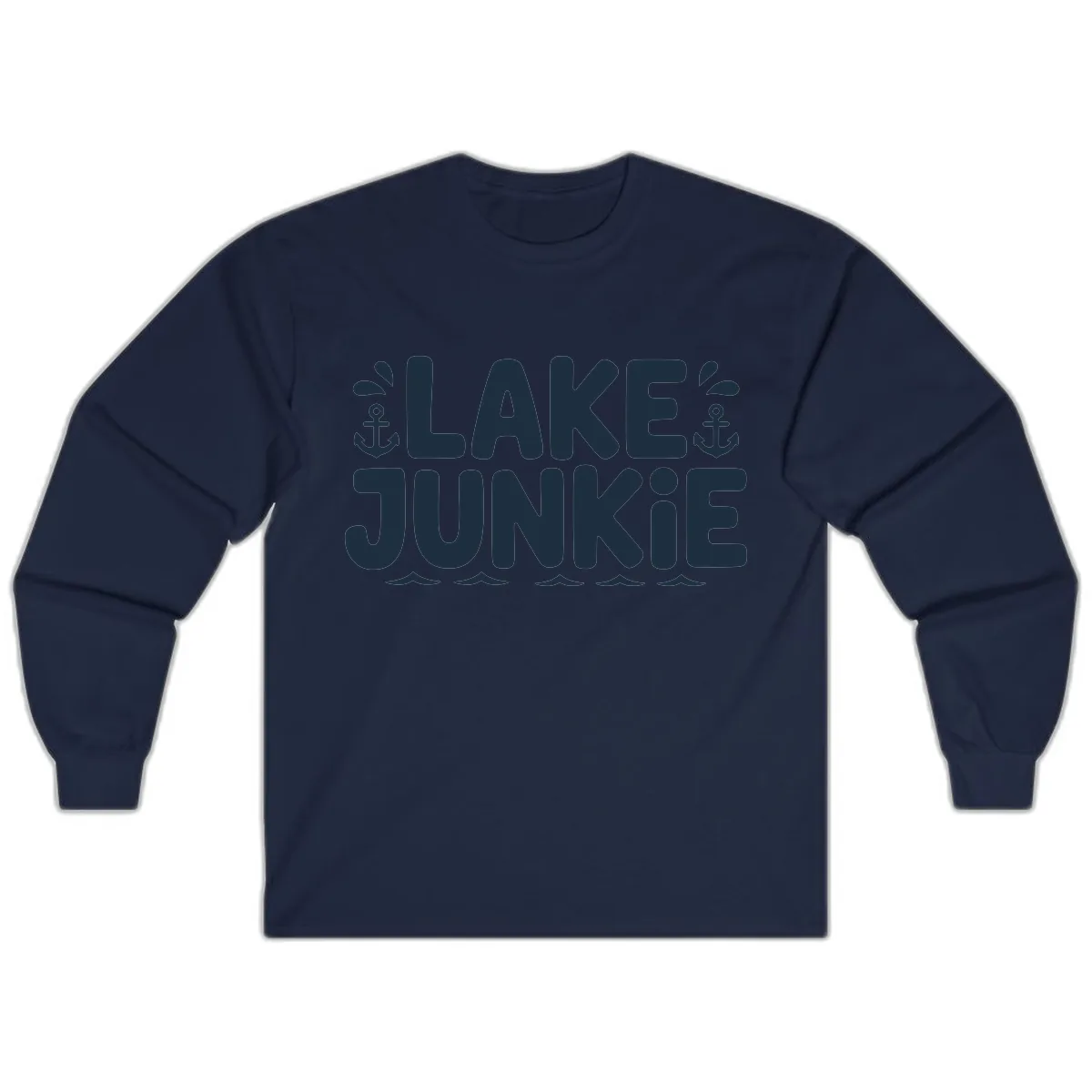 Lake Junkie Typography Design Long Sleeve in Navy