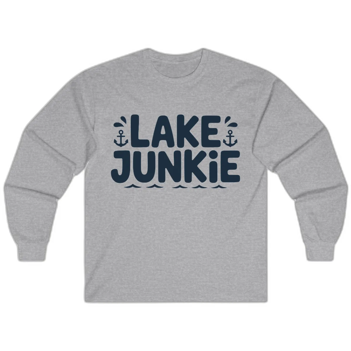 Lake Junkie Typography Design Long Sleeve in Sport Grey