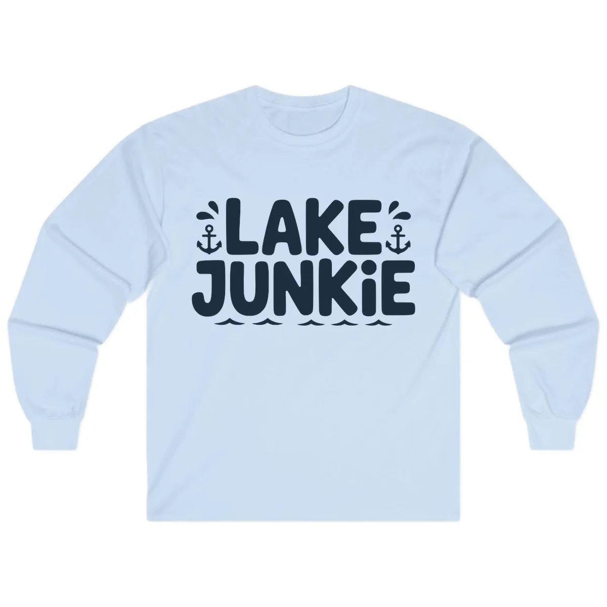 Lake Junkie Typography Design Long Sleeve in Light Blue