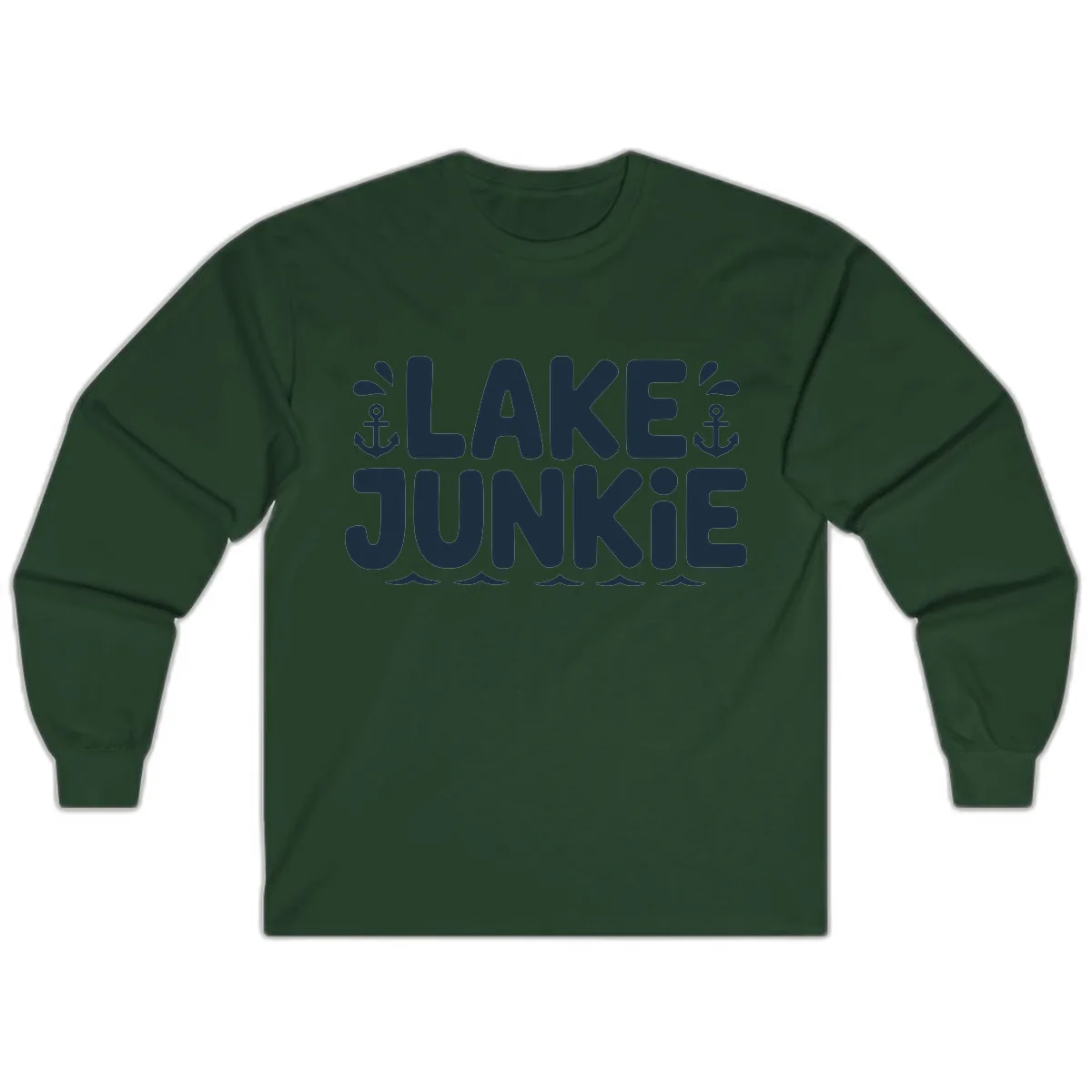 Lake Junkie Typography Design Long Sleeve in Forest Green