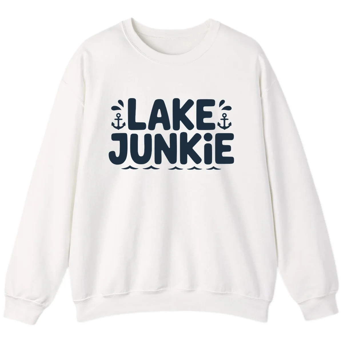 Lake Junkie Typography Design Sweatshirt in White