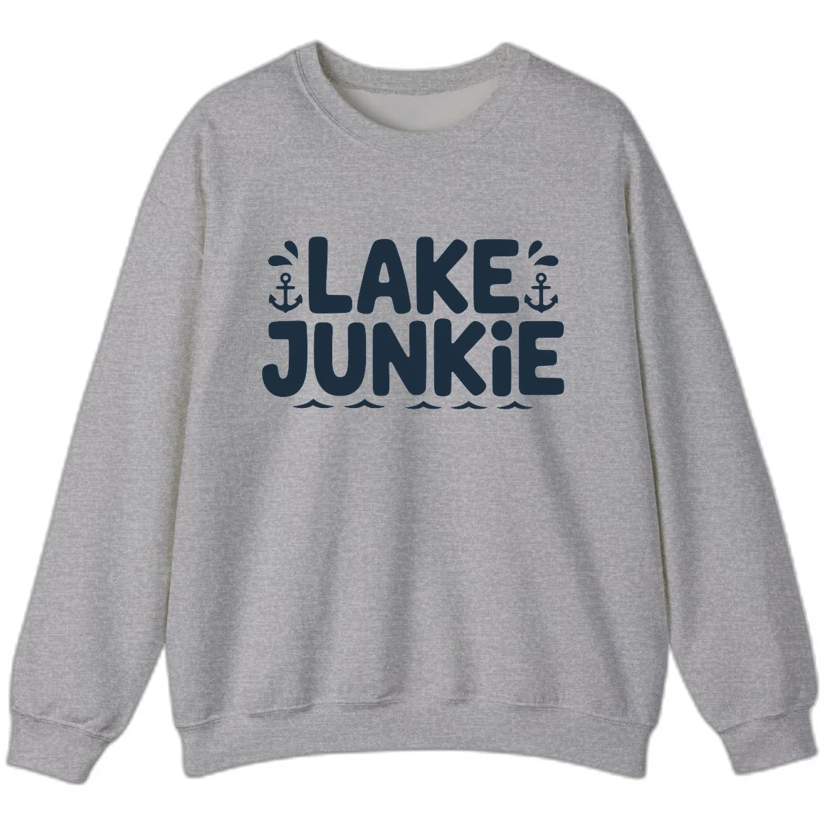 Lake Junkie Typography Design Sweatshirt in Sport Grey