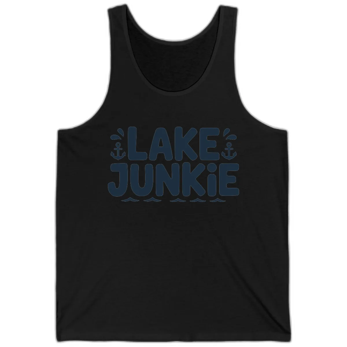 Lake Junkie Typography Design Tank in Black