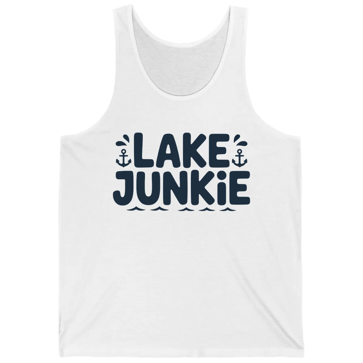 Lake Junkie Typography Design Tank in White