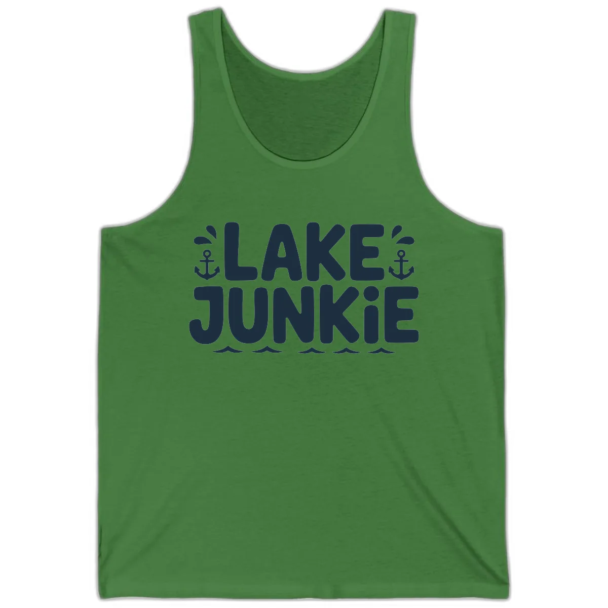Lake Junkie Typography Design Tank in Leaf