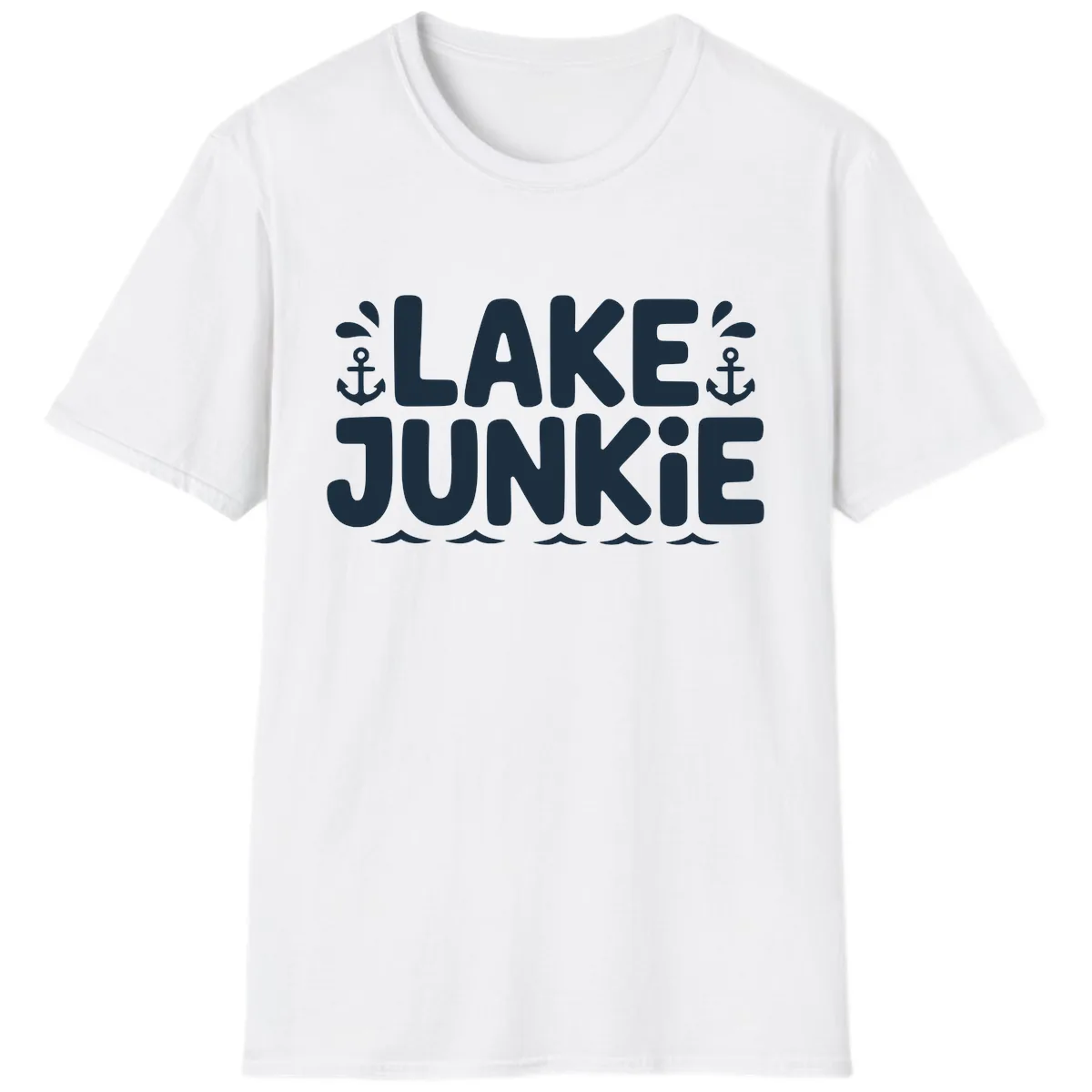Lake Junkie Typography Design T-Shirt in White