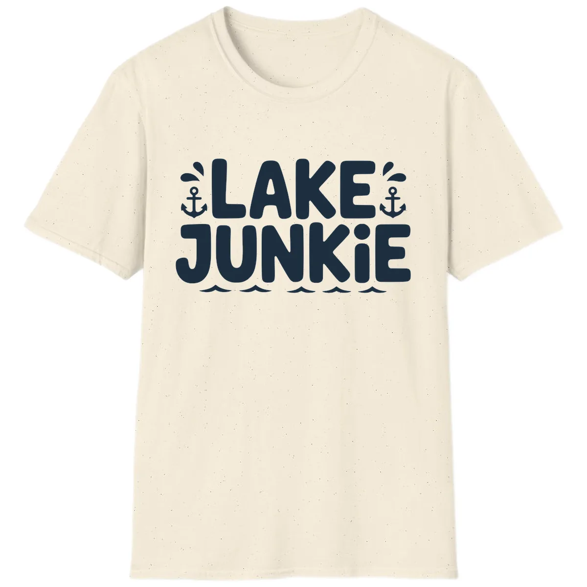 Lake Junkie Typography Design T-Shirt in Natural
