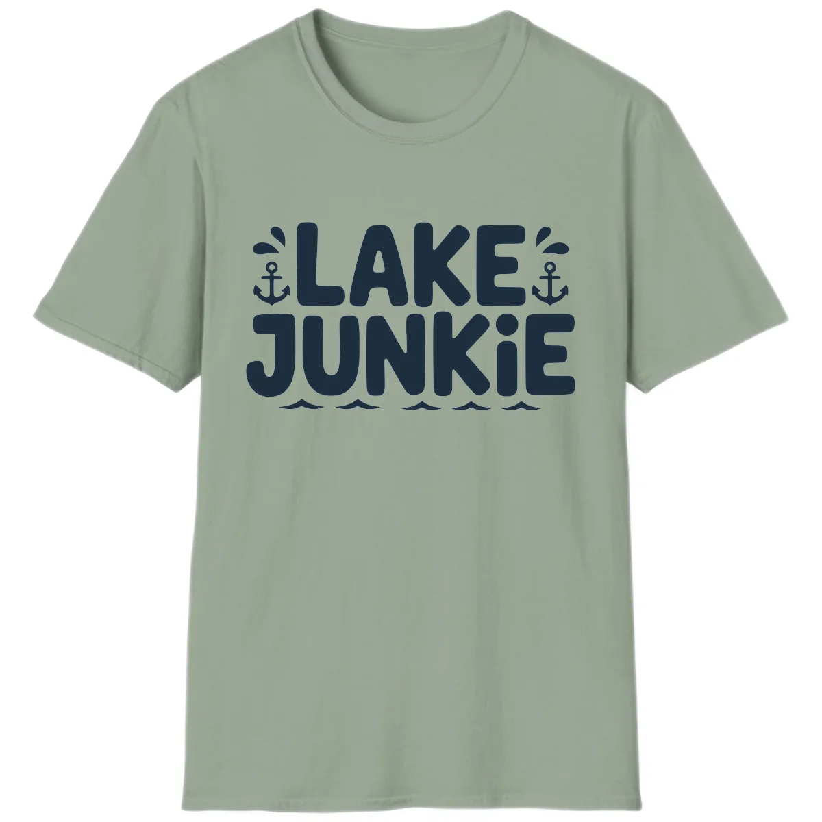 Lake Junkie Typography Design T-Shirt in Sage