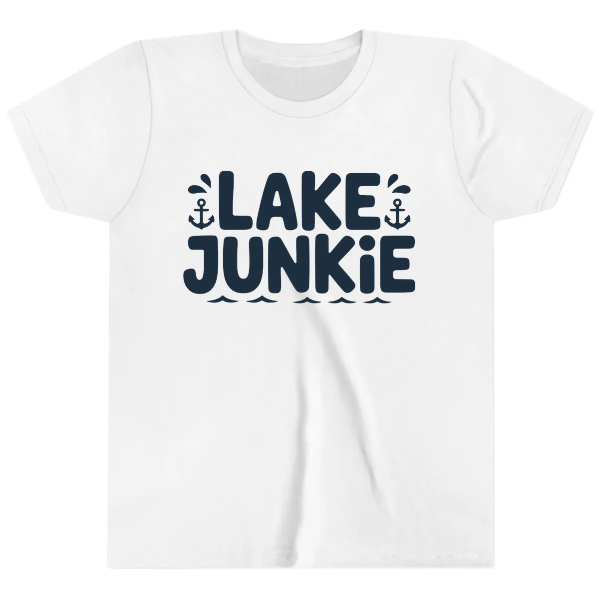 Lake Junkie Typography Design Youth T-Shirt in White