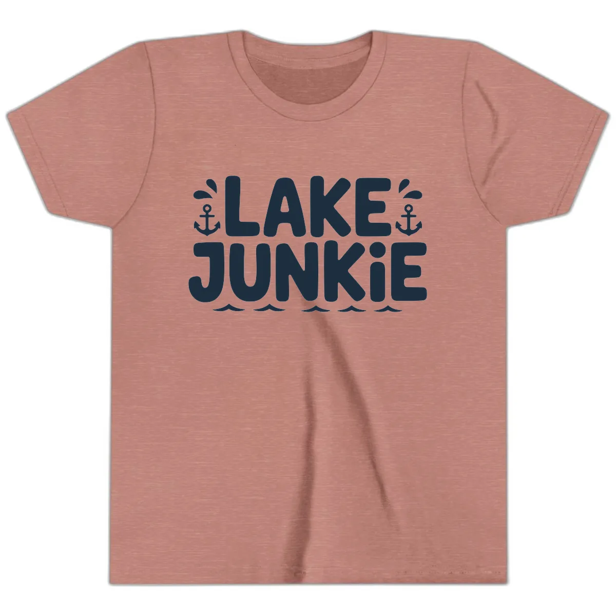 Lake Junkie Typography Design Youth T-Shirt in Heather Mauve