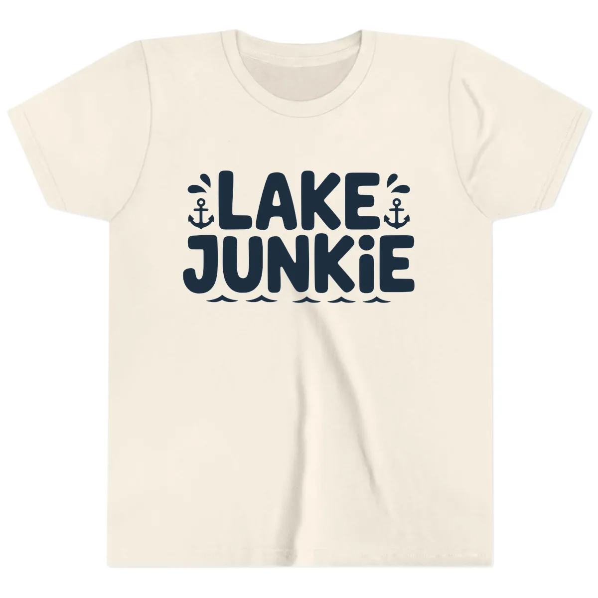 Lake Junkie Typography Design Youth T-Shirt in Natural