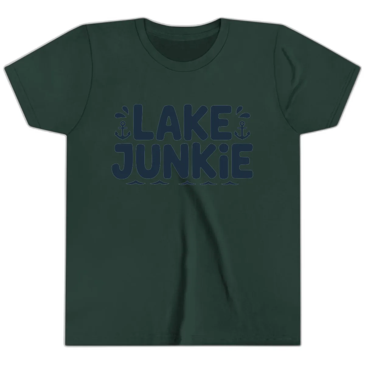 Lake Junkie Typography Design Youth T-Shirt in Forest