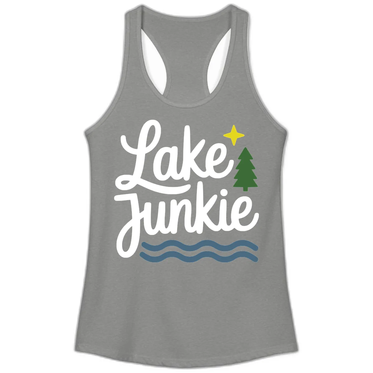 Lake Junkie Lifestyle Apparel Ladies Tank in Heather Grey