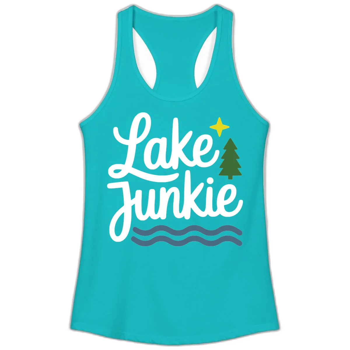Lake Junkie Lifestyle Apparel Ladies Tank in Tahiti Blue