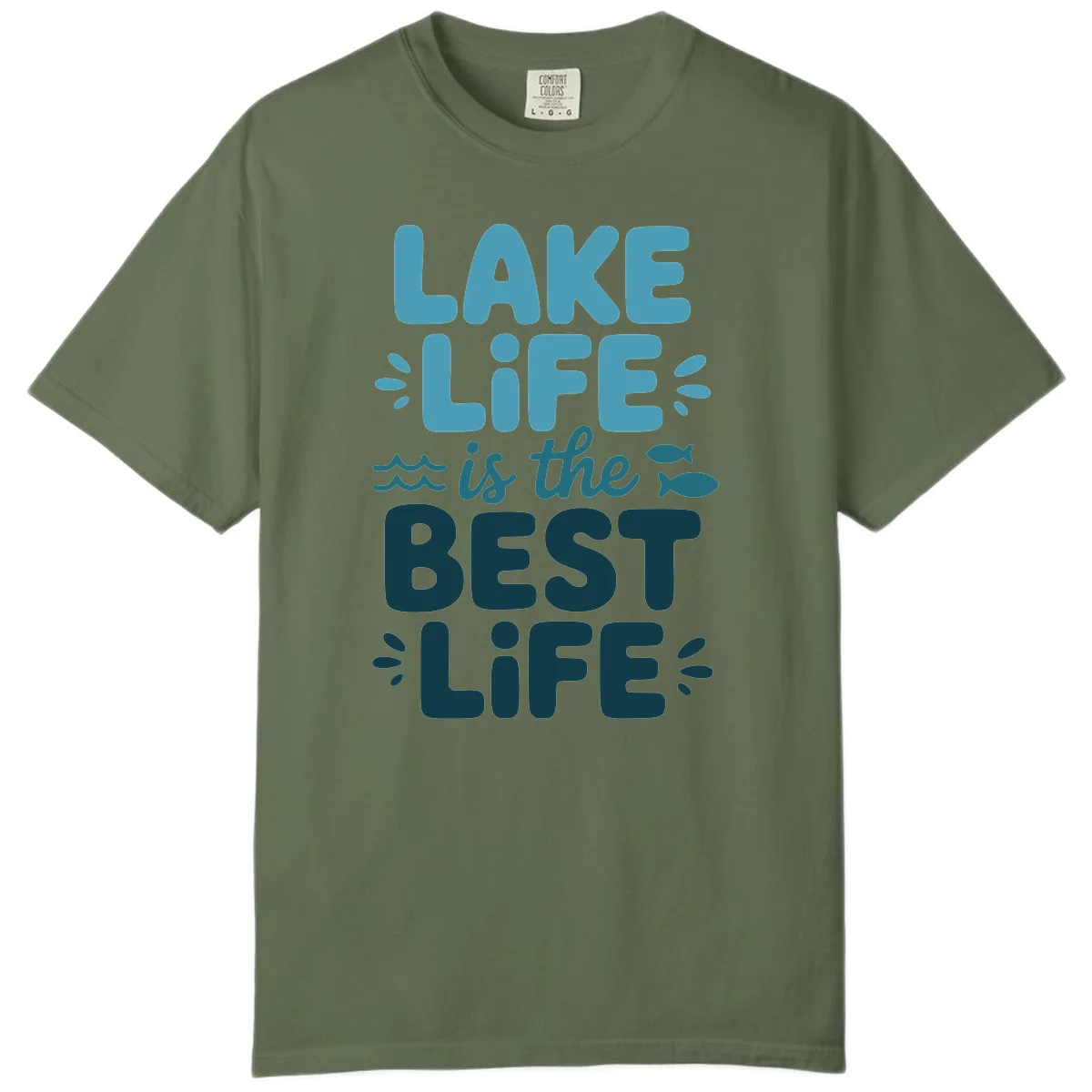 Lake Life Is The Best Life Typography Comfort Color in Sage