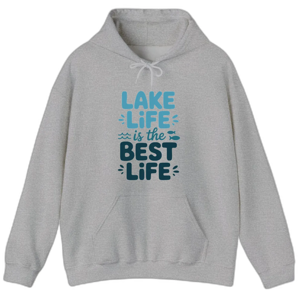 Lake Life Is The Best Life Typography Hoodie in Sport Grey
