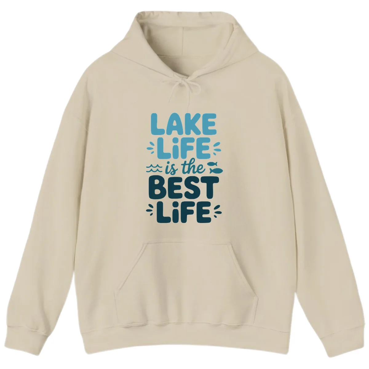 Lake Life Is The Best Life Typography Hoodie in Sand