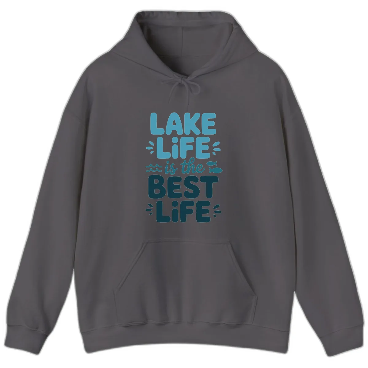 Lake Life Is The Best Life Typography Hoodie in Charcoal