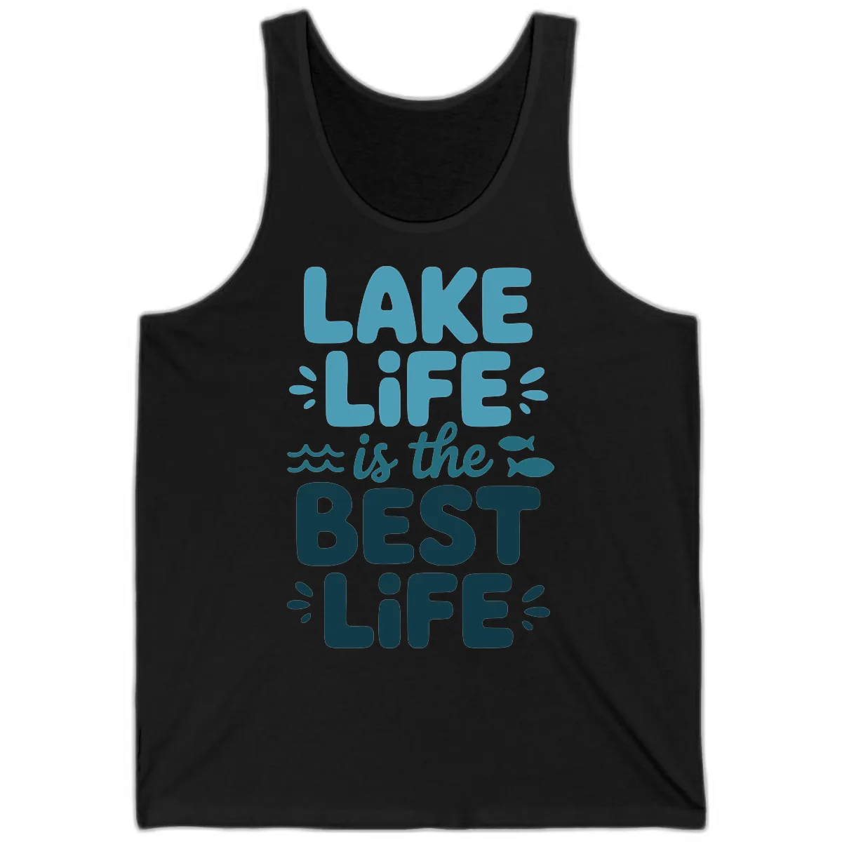 Lake Life Is The Best Life Typography Tank in Black