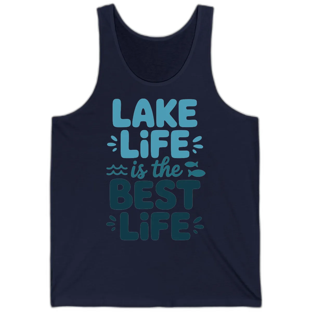 Lake Life Is The Best Life Typography Tank in Navy