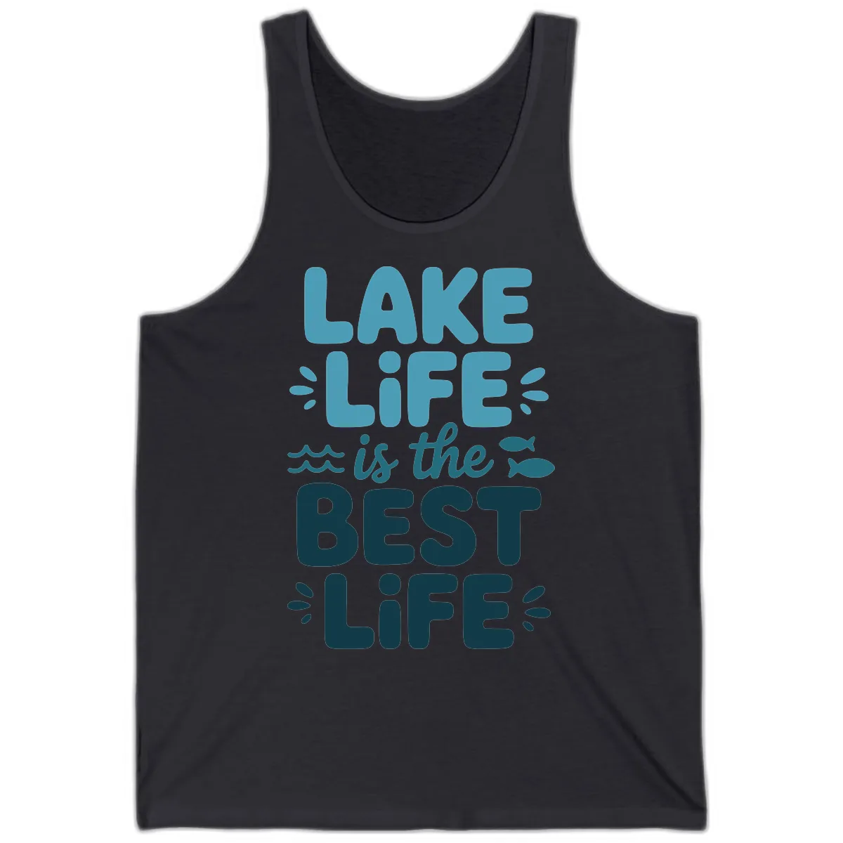 Lake Life Is The Best Life Typography Tank in Dark Grey