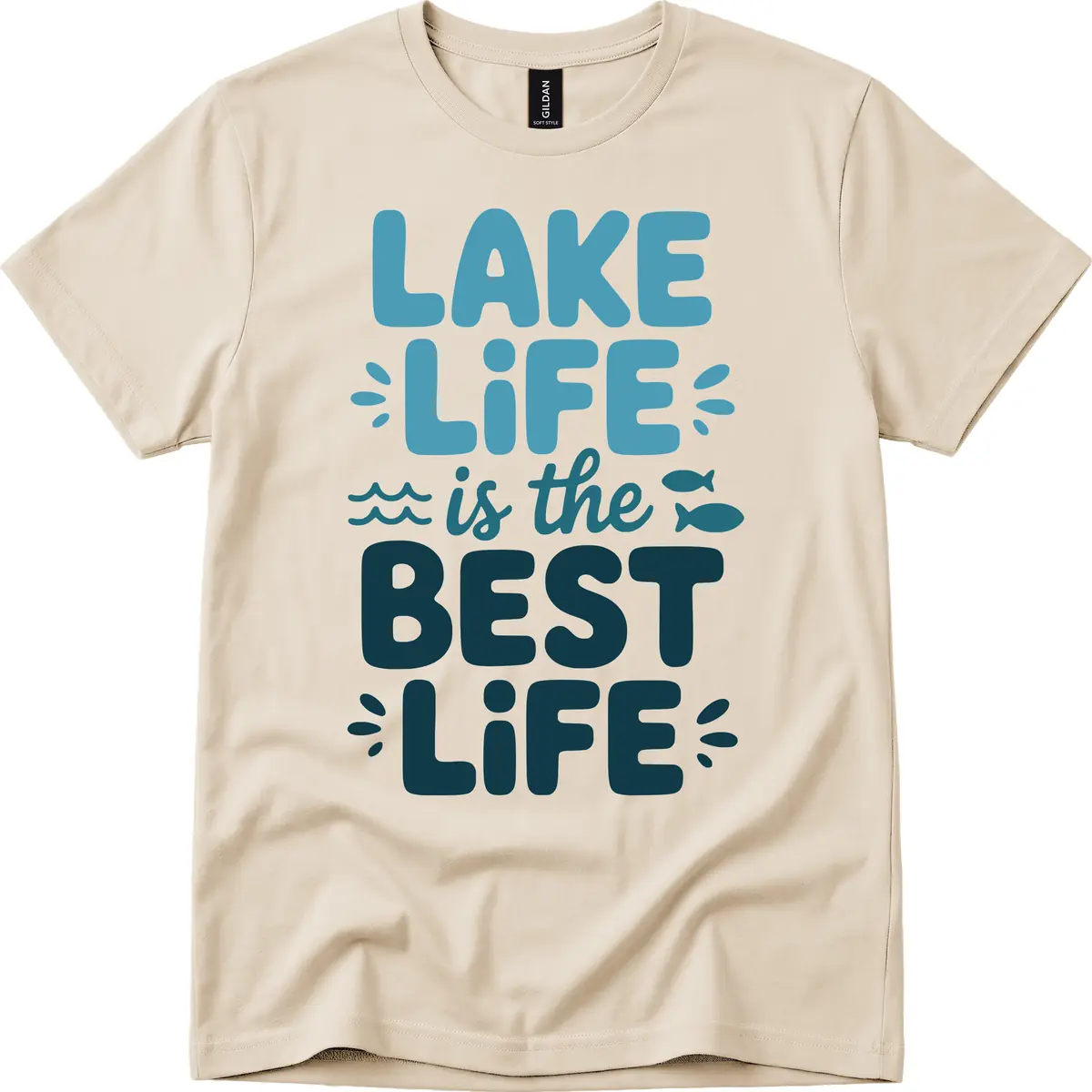 Lake Life Is The Best Life Typography T-Shirt in Sand