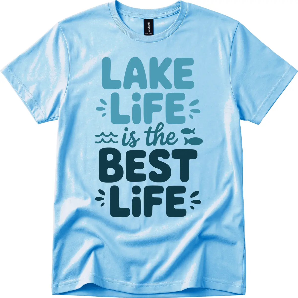 Lake Life Is The Best Life Typography T-Shirt in Sky
