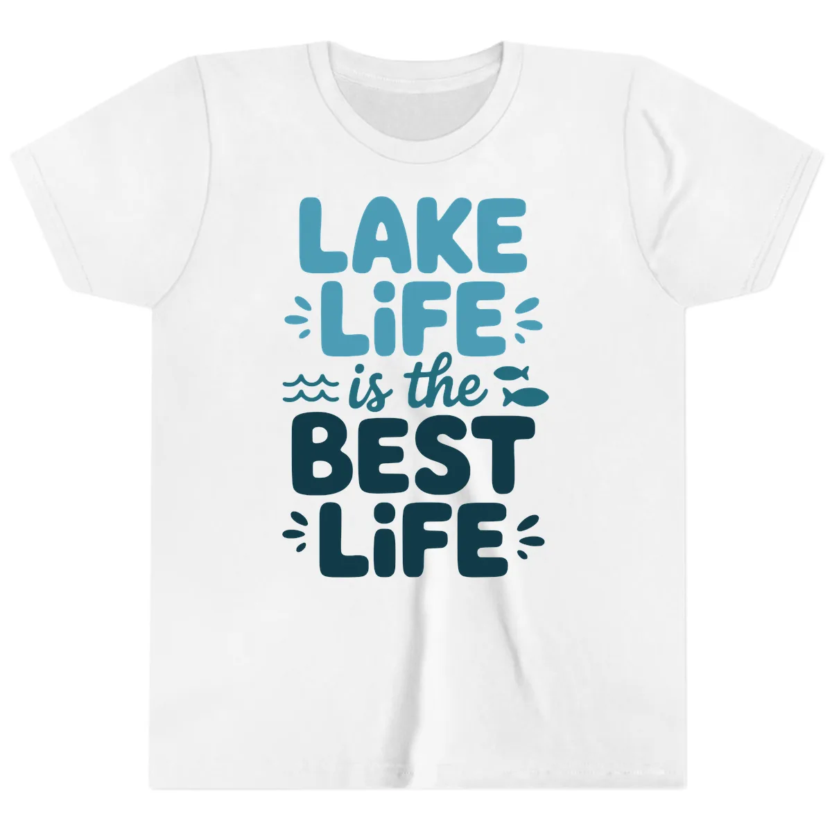Lake Life Is The Best Life Typography Youth T-Shirt in White