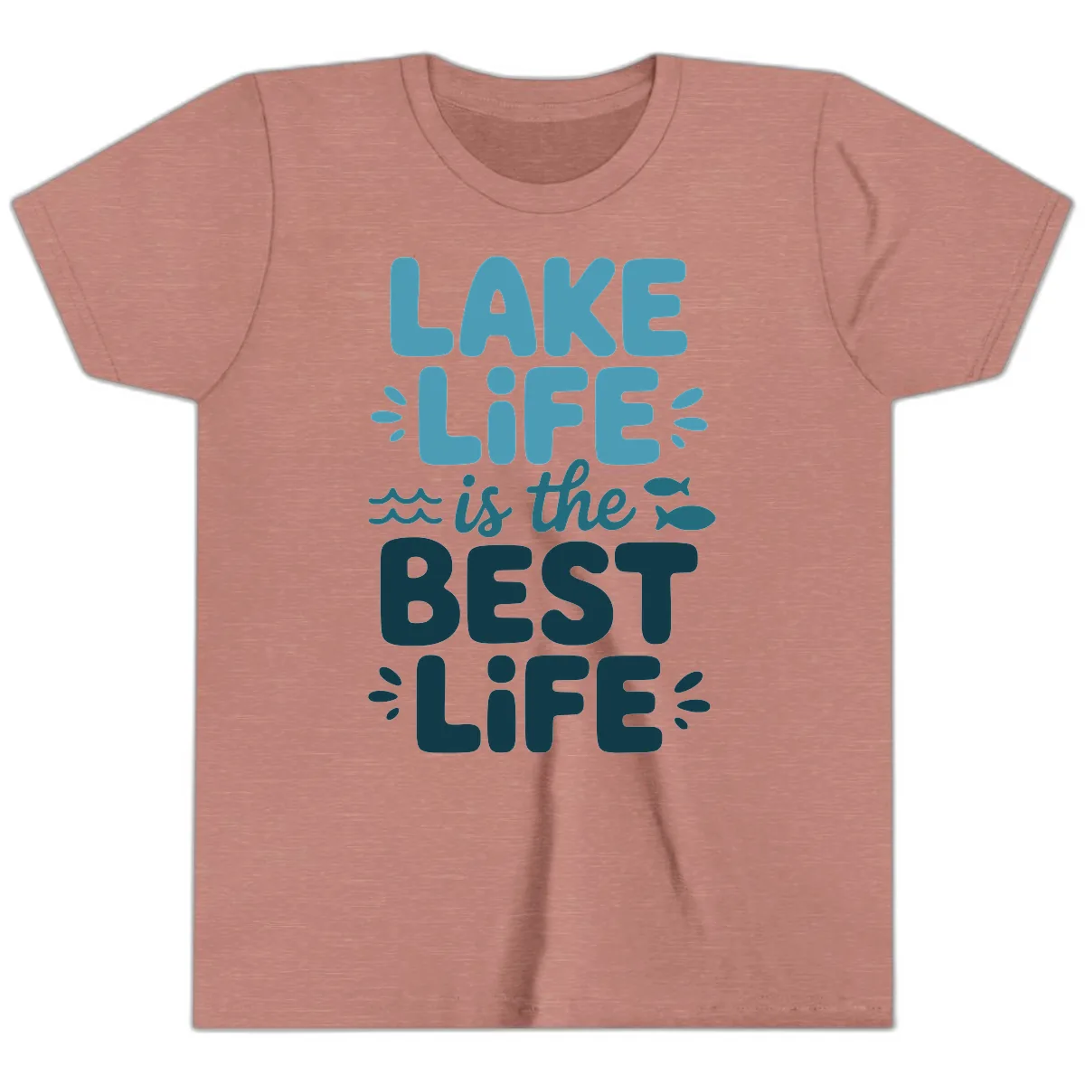 Lake Life Is The Best Life Typography Youth T-Shirt in Heather Mauve