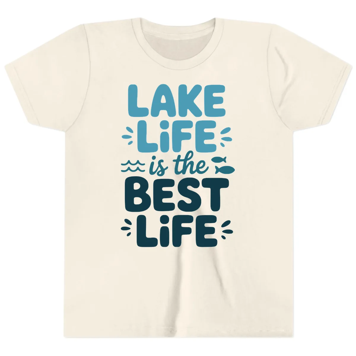 Lake Life Is The Best Life Typography Youth T-Shirt in Natural