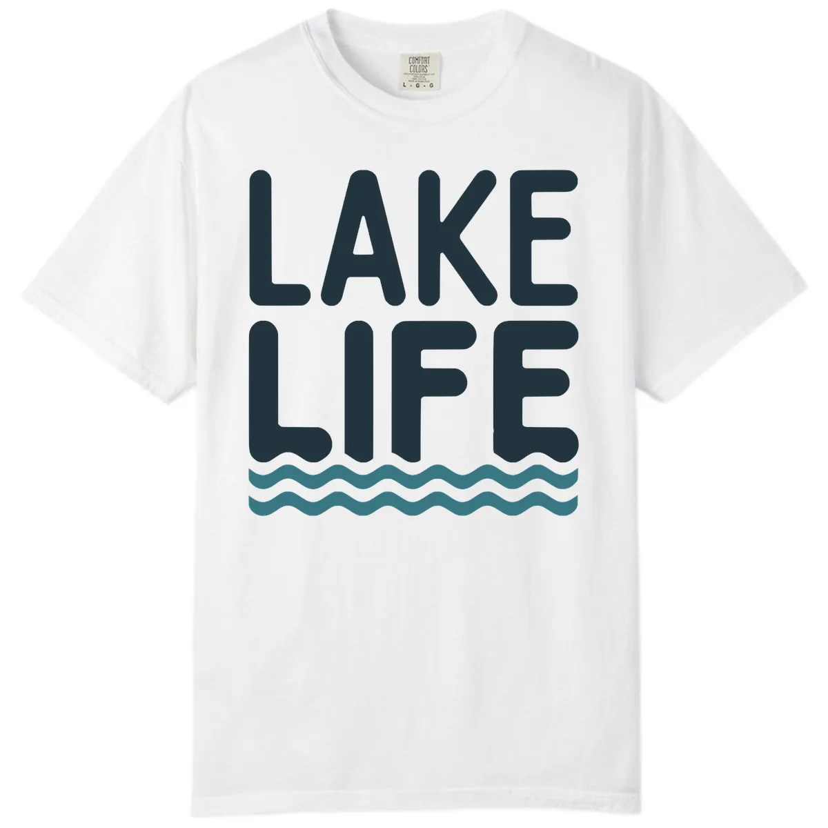 Lake Life Typography Design Comfort Color in White