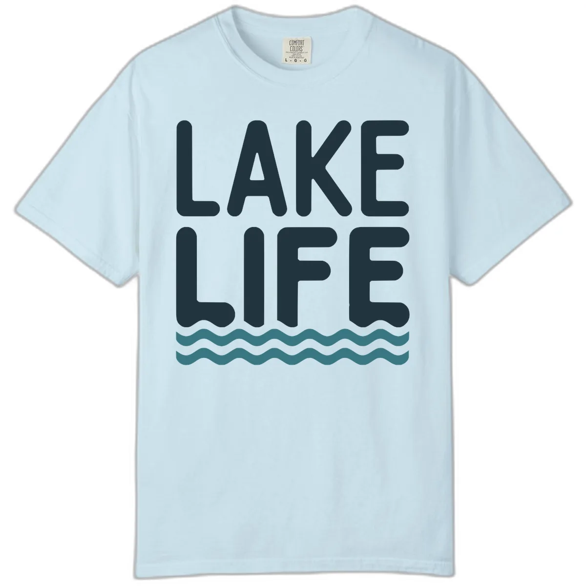Lake Life Typography Design Comfort Color in Chambray