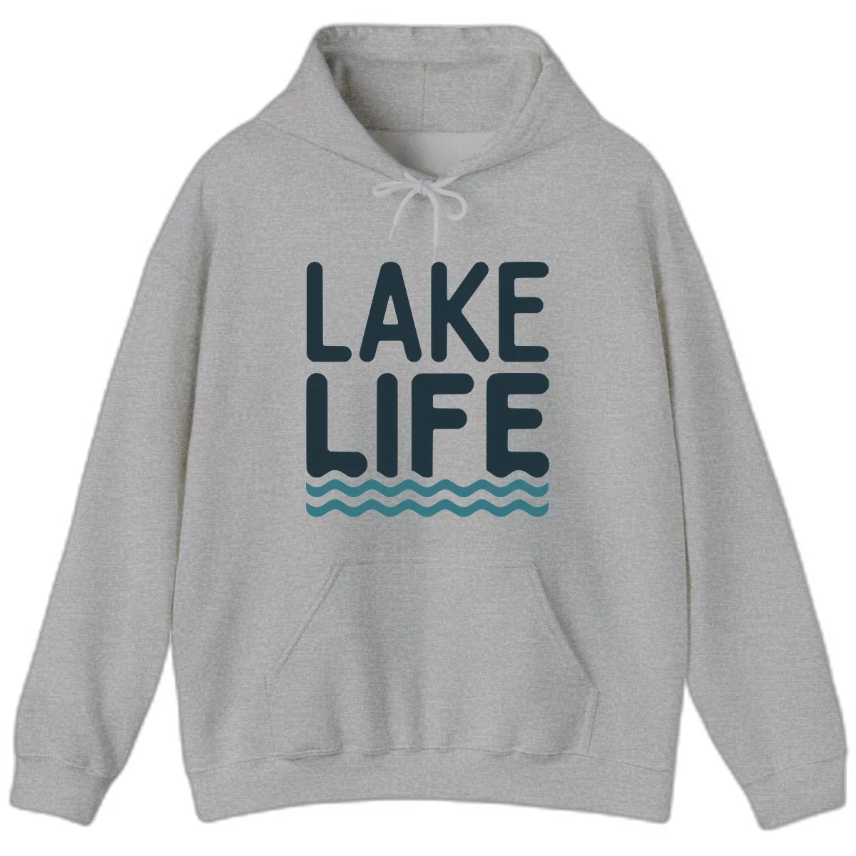 Lake Life Typography Design Hoodie in Sport Grey
