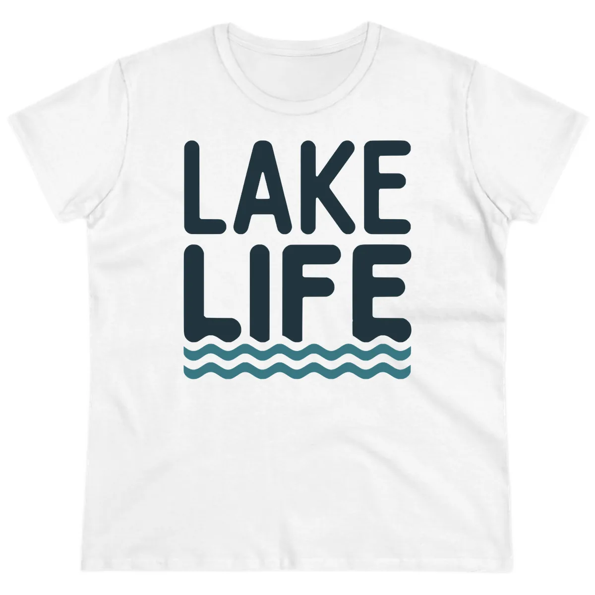 Lake Life Typography Design Ladies Tee in White