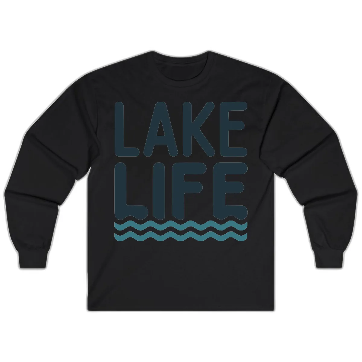 Lake Life Typography Design Long Sleeve in Black