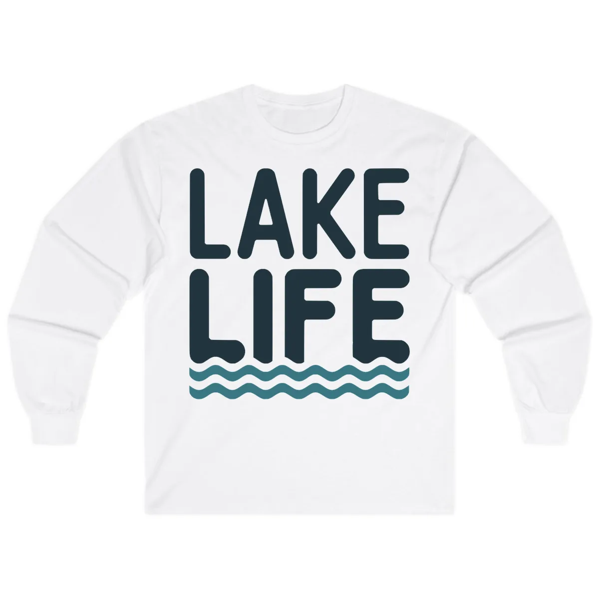 Lake Life Typography Design Long Sleeve in White