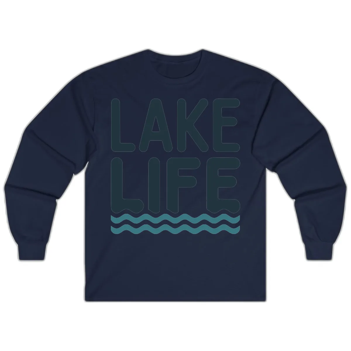 Lake Life Typography Design Long Sleeve in Navy