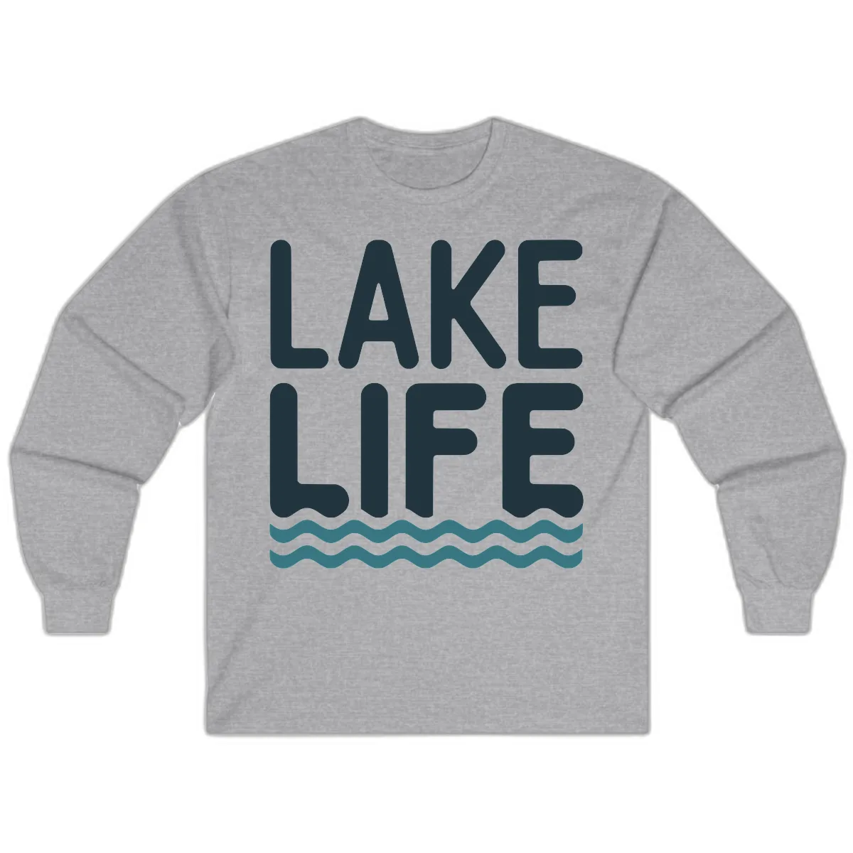 Lake Life Typography Design Long Sleeve in Sport Grey