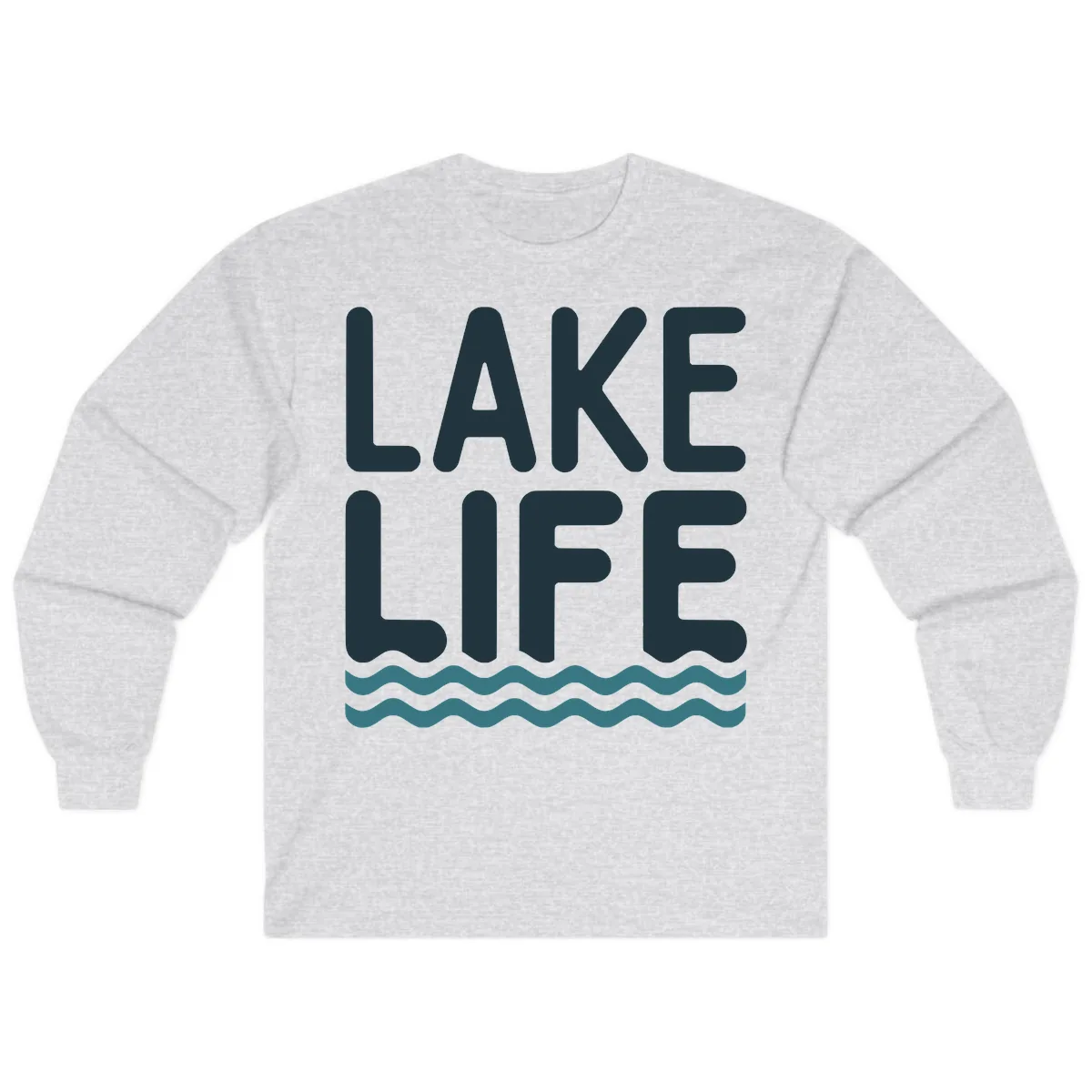 Lake Life Typography Design Long Sleeve in Ash
