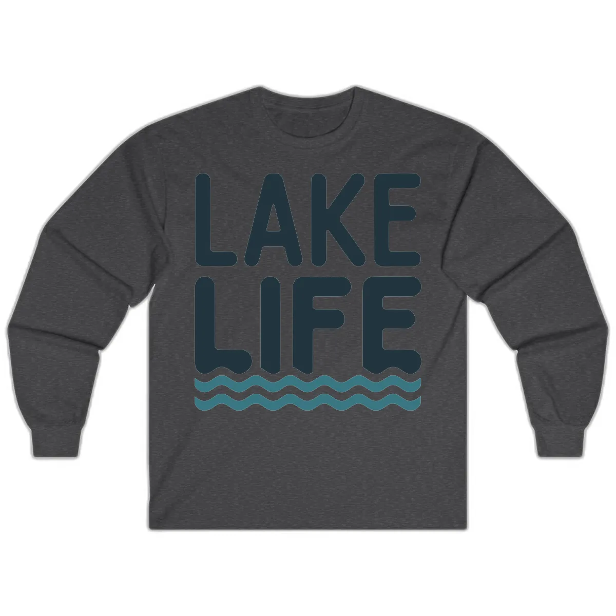 Lake Life Typography Design Long Sleeve in Dark Heather