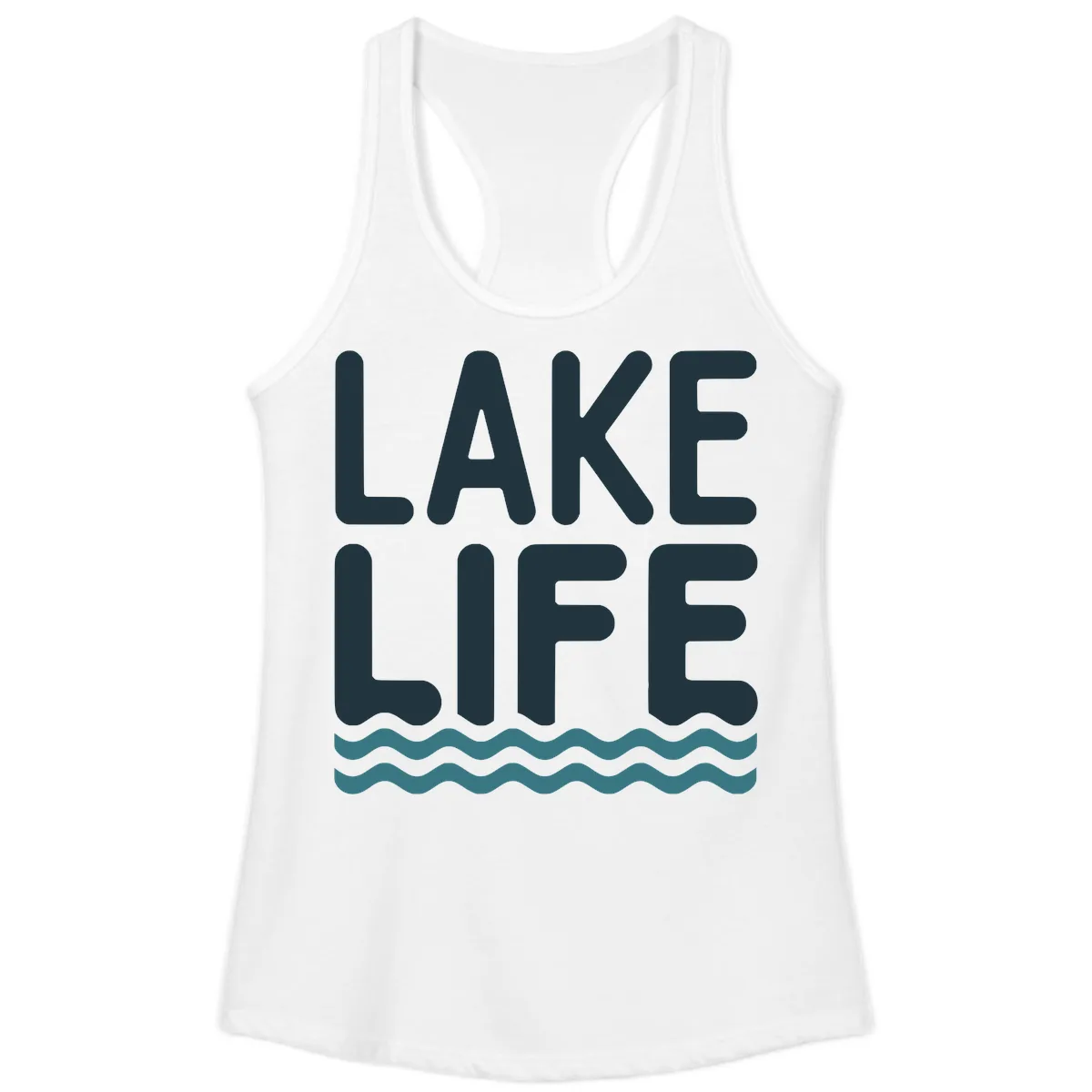 Lake Life Typography Design Ladies Tank in White