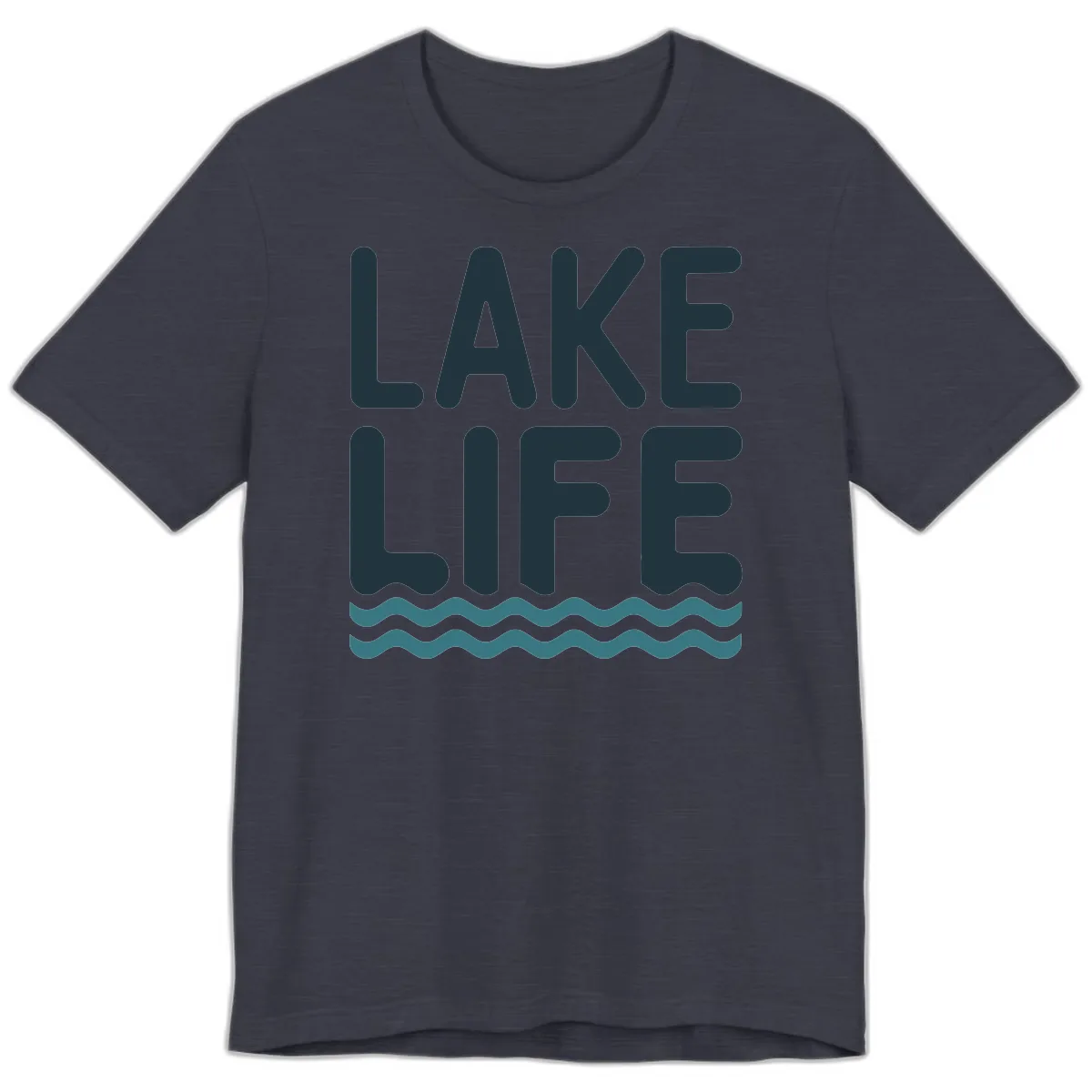Lake Life Typography Design Premium T-Shirt in Heather Midnight Navy