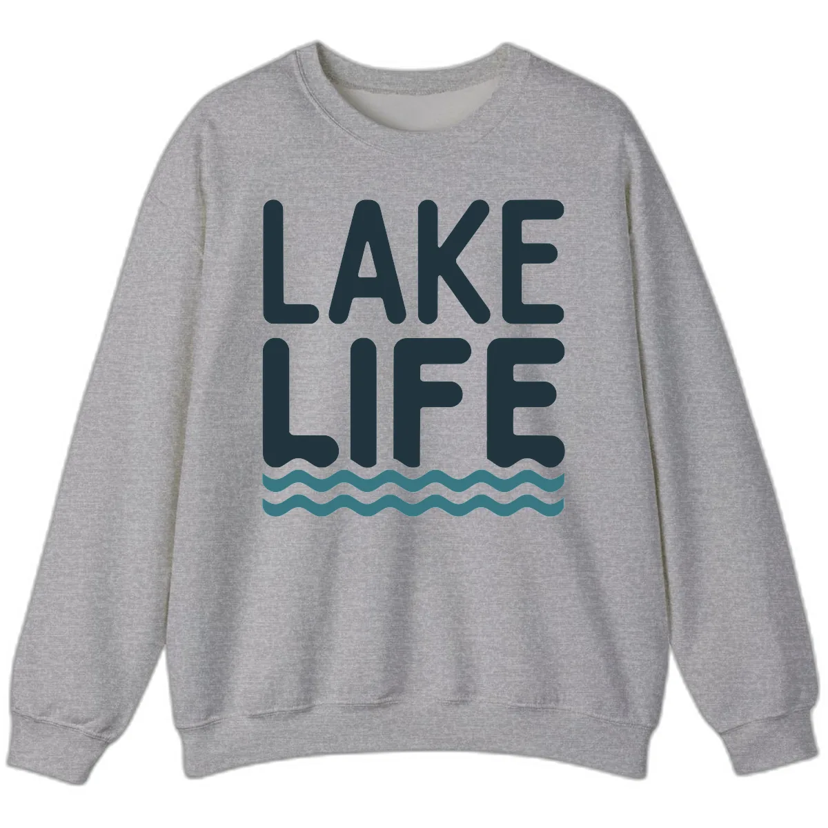Lake Life Typography Design Sweatshirt in Sport Grey